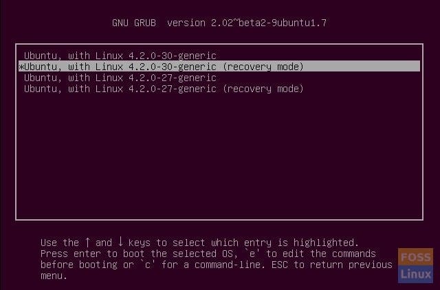 Launch Ubuntu Recovery Mode