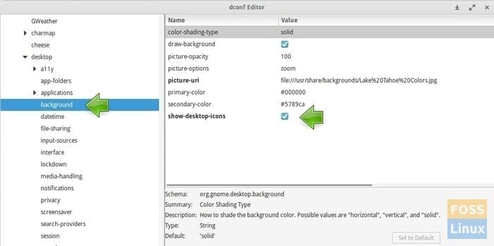 dconf Editor - show desktop icons