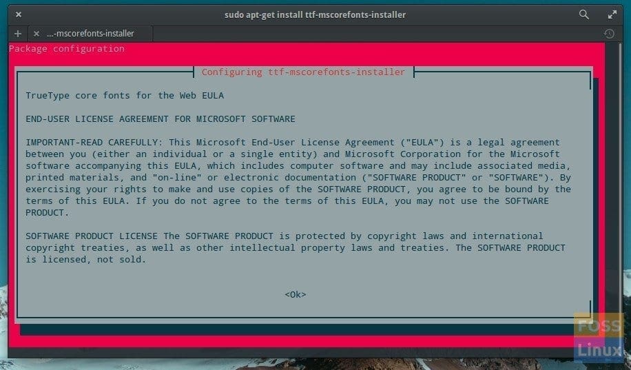 Microsoft Fonts Install Process EULA