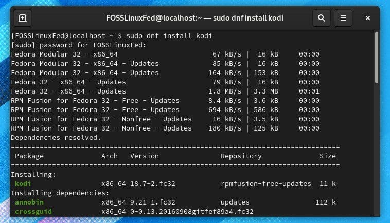 Installing Kodi via Terminal