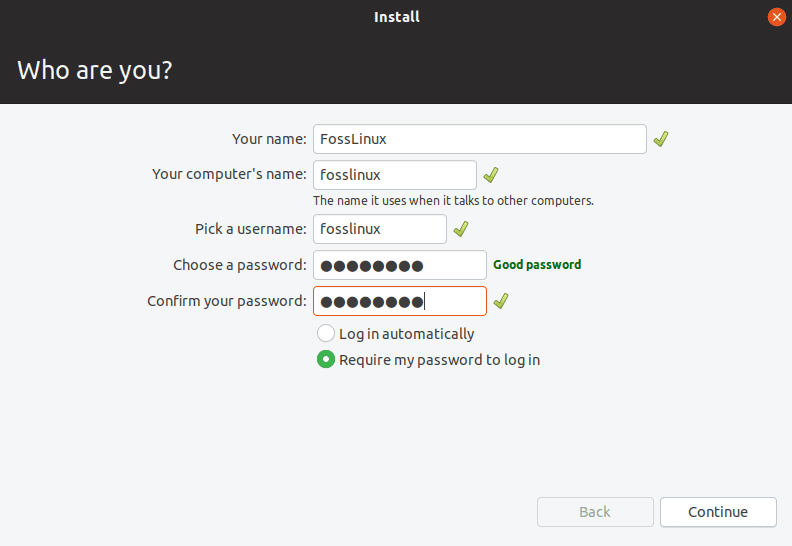 Enter Username and passwords