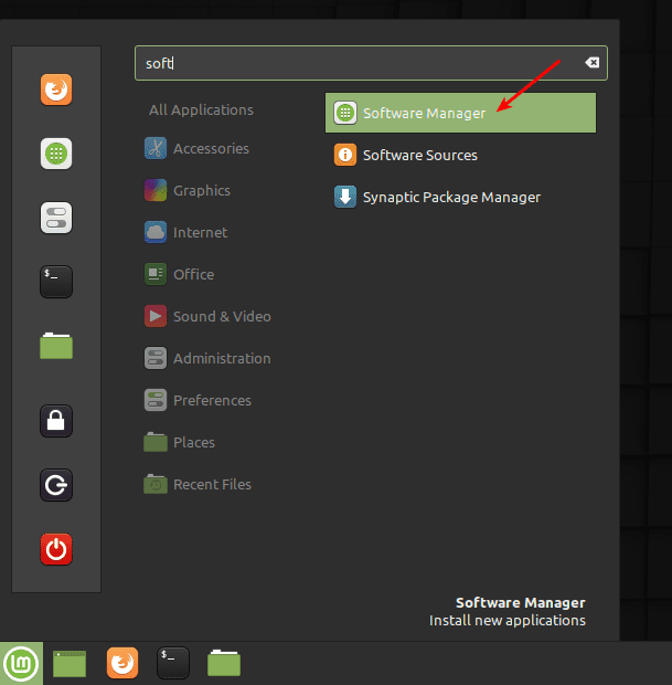 Linux Mint Applications Menu