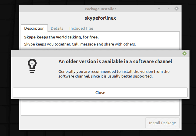 Skype Installation Warning