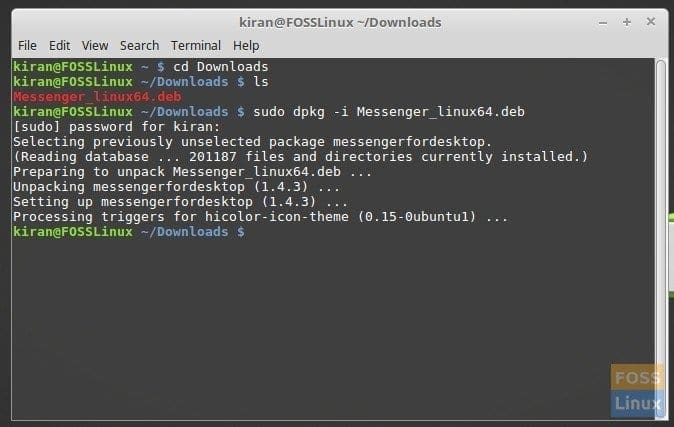 Installing Facebook Messenger in Linux Mint