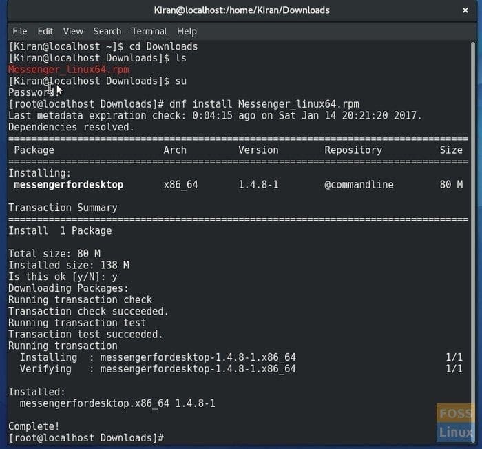 Installing Facebook Messenger on Fedora 25