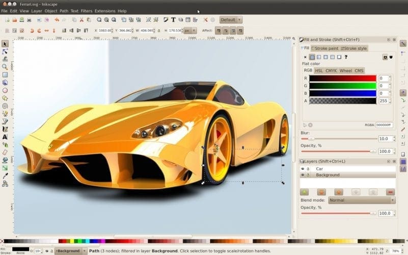 Ferrari Rendered in InkScape