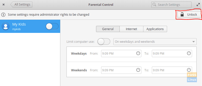 Press The Unlock Button Under The Parental Control Settings