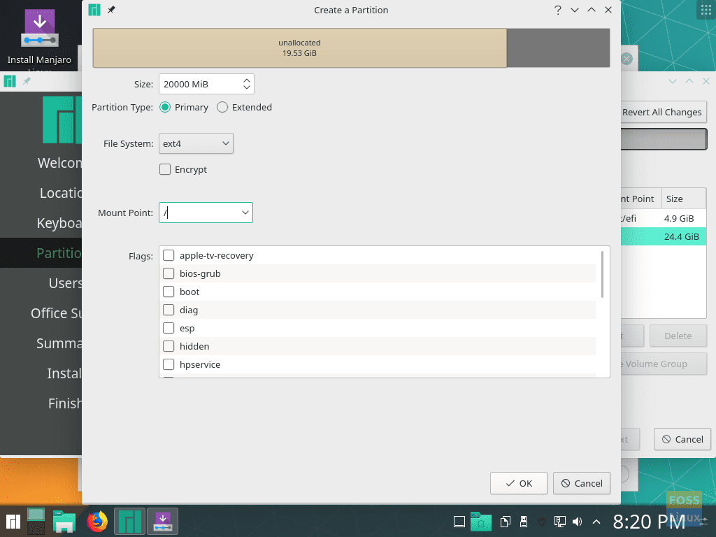 Create Root Partition