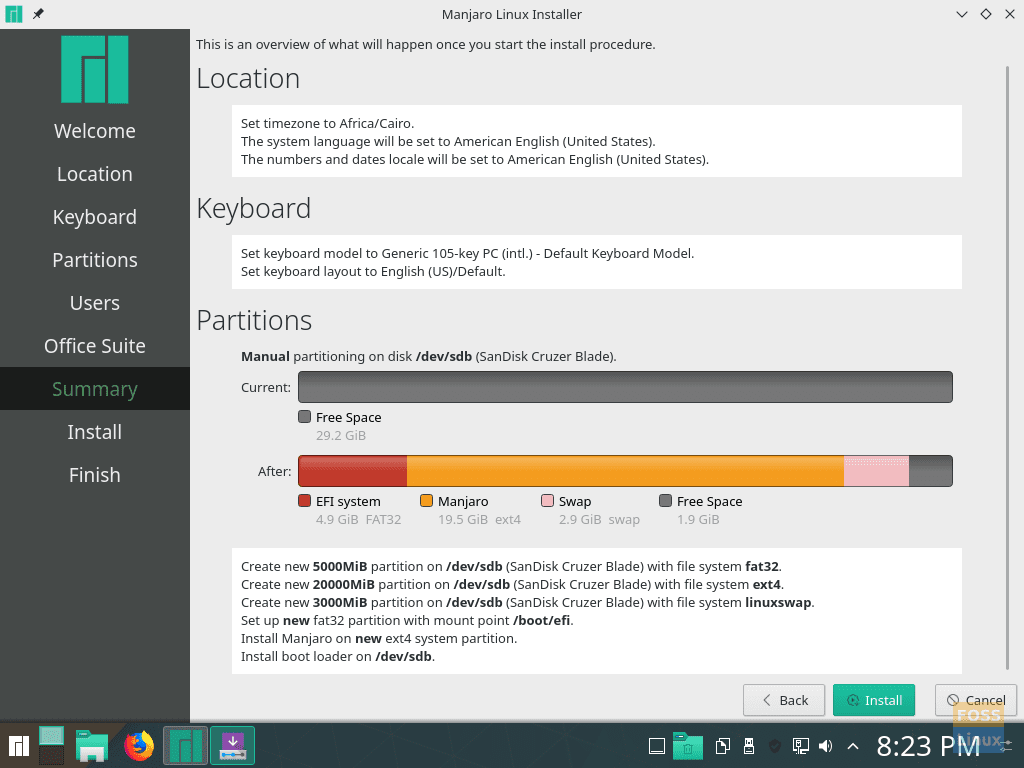 Manjaro Installation Summery