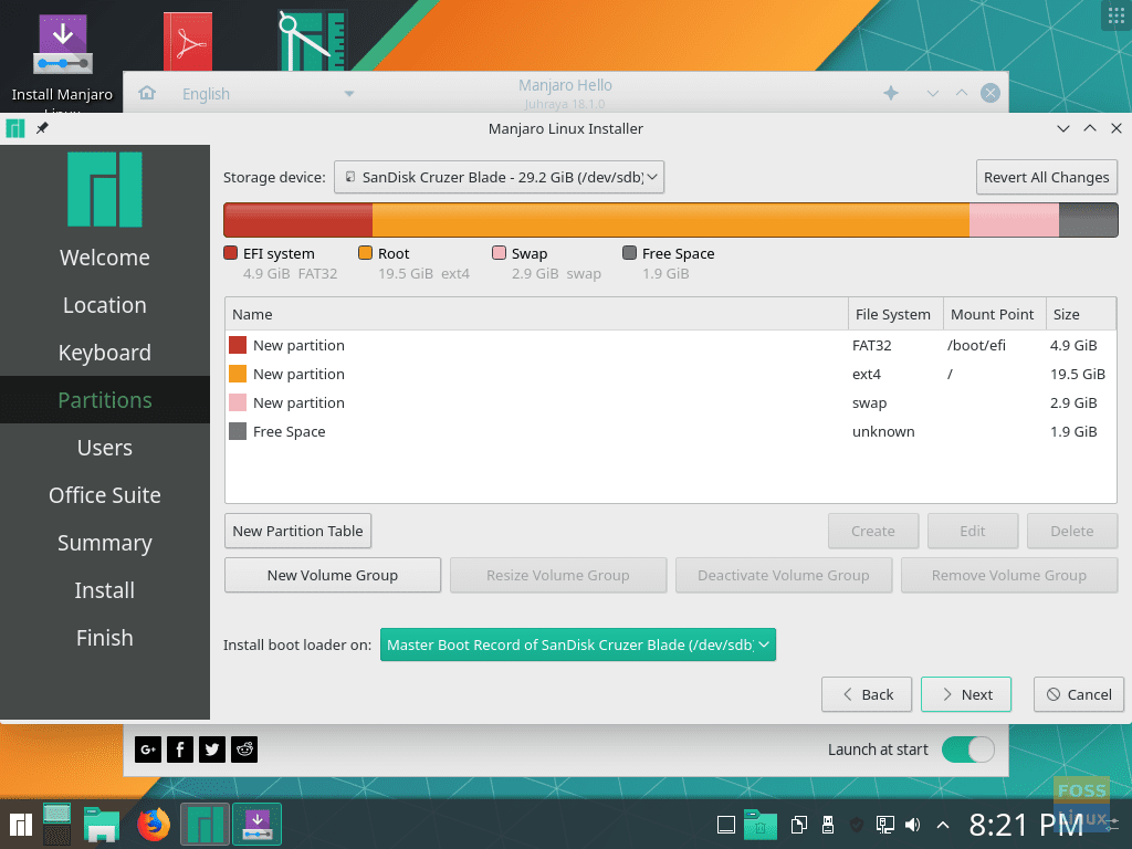 Manjaro Partition Schema