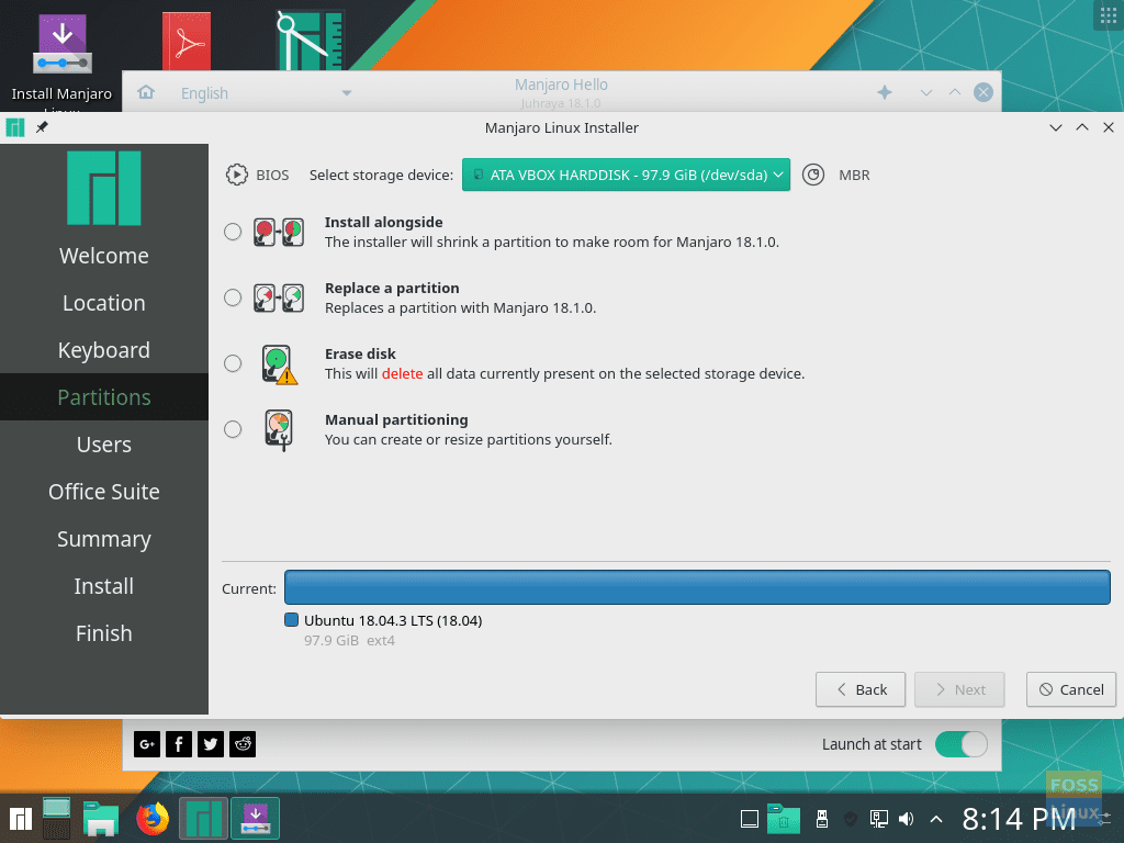 Select Where Manjaro Would Be Installed
