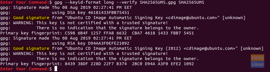 Verify The Checksum File Using The Signature