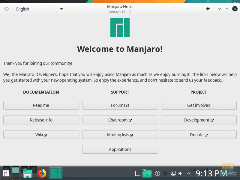 Welcome To Manjaro Desktop Booted From USB Drive