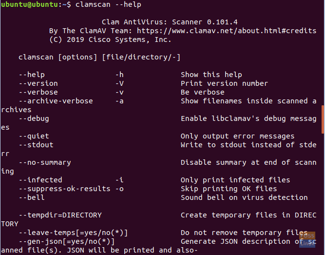 The ClamAV Help Command