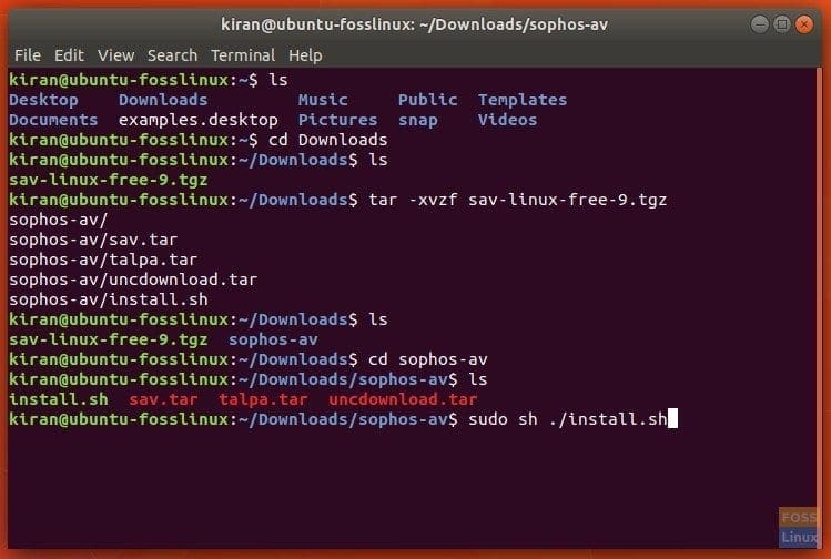 Installing Sophos in Ubuntu Terminal