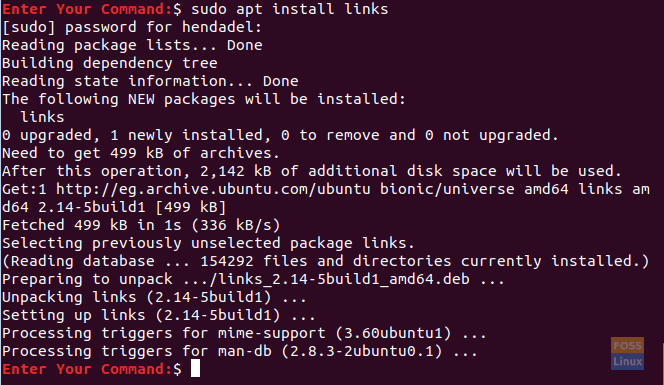 Install The Links Terminal Web Browser