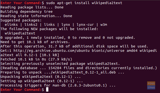 Install The wikipedia2text Package