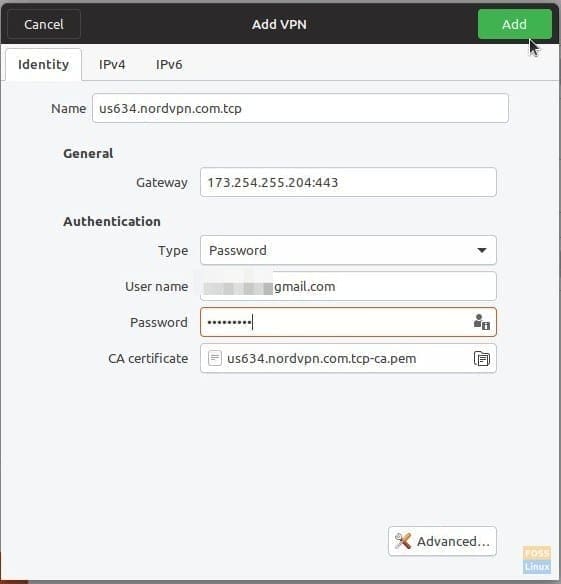 Configuring NordVPN settings in OpenVPN