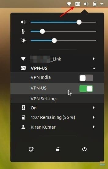 Enable VPN from Top Bar in Ubuntu 18.04