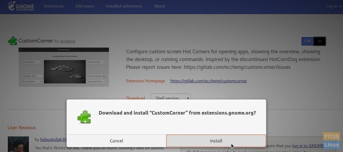 Installing Custom Corner in Ubuntu 18.04