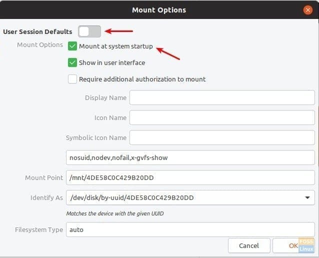 Partition Mount Options