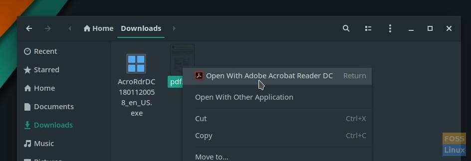 Open with Adobe Acrobat DC option