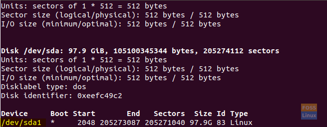 Determine the Partition on Which Ubuntu is Installed Using fdisk