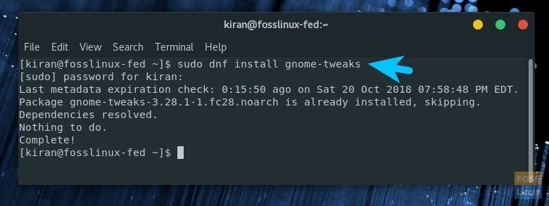 Installing GNOME Tweaks