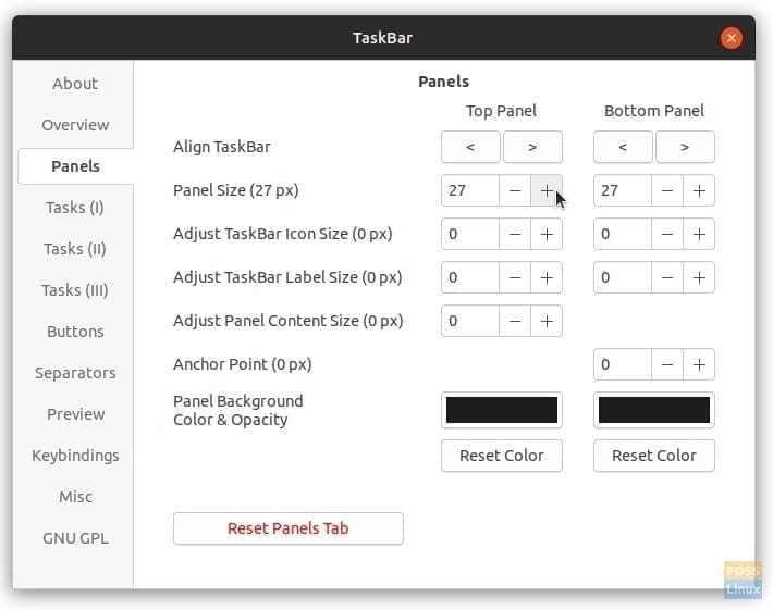 Controlling Panel Size