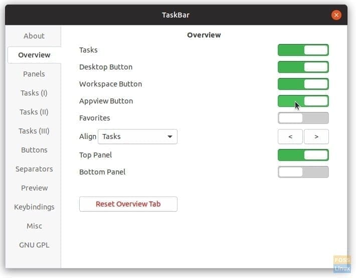 Taskbar Settings Overview