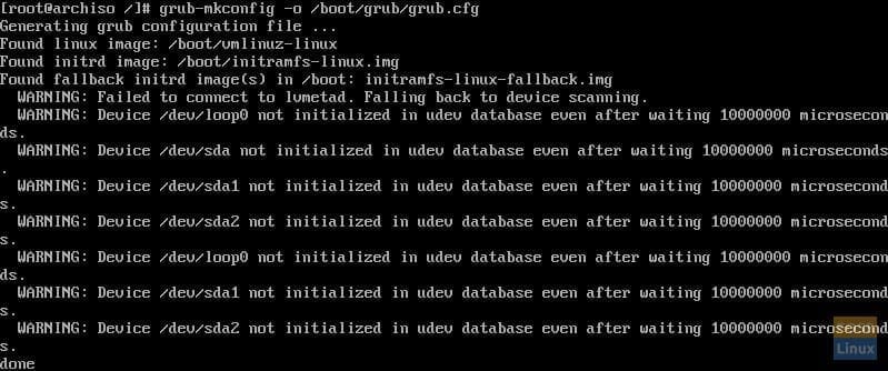 Creating the GRUB configuration file