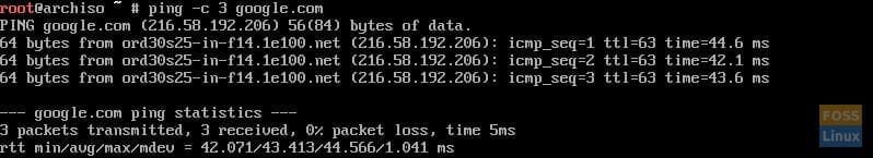 Output of ping