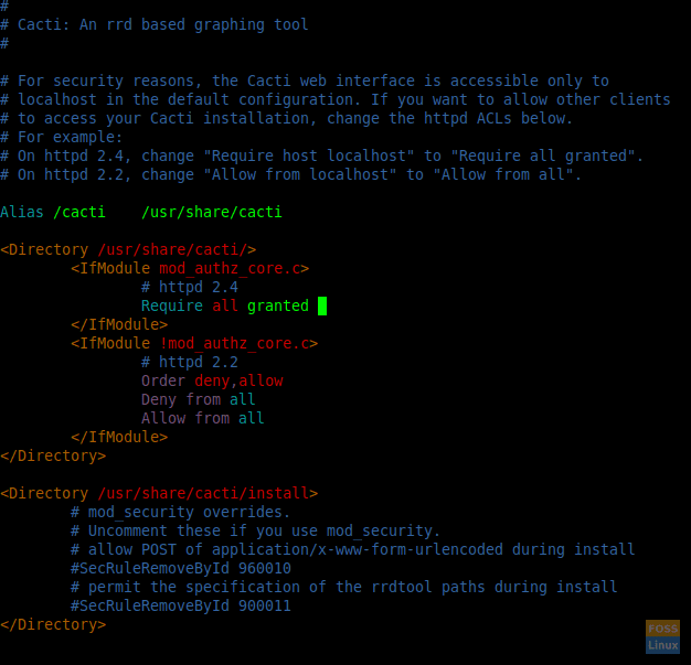 Cacti Apache Configuration