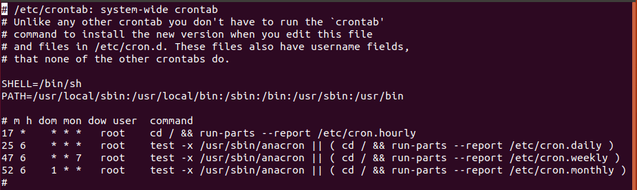 Crontab file