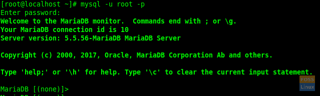 Login to MariaDB