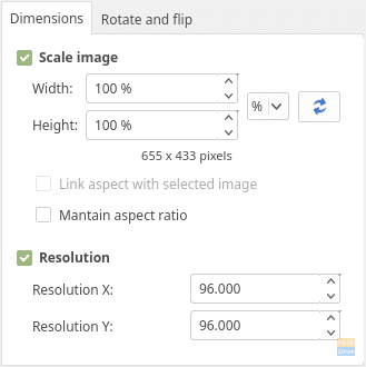 Converseen dimension settings.