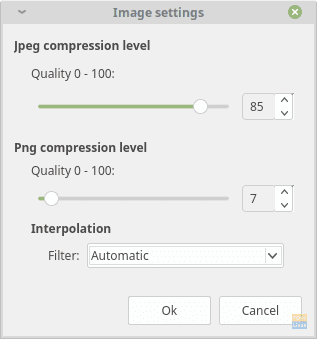 Converseen Image settings