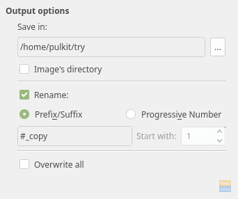 Converseen output settings.