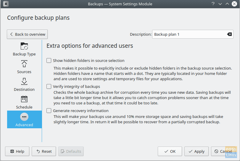 Kup advanced options