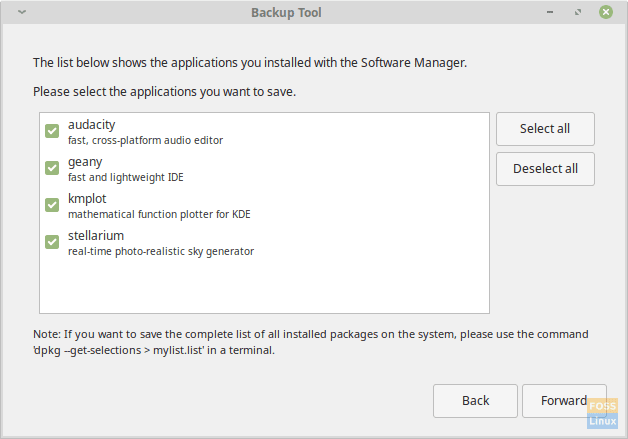 Kup application list backup