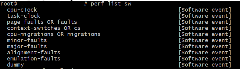 Perf list output