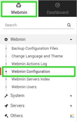 webmin configuration