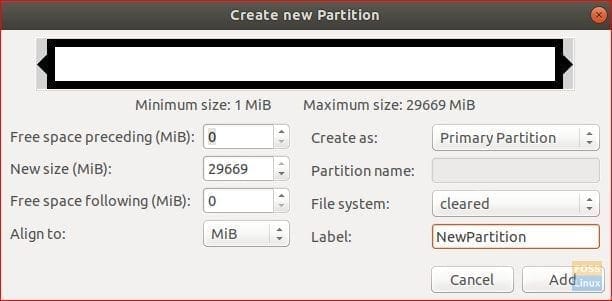 Create New Partition