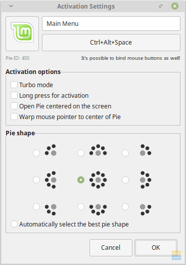 Pie Configuration options