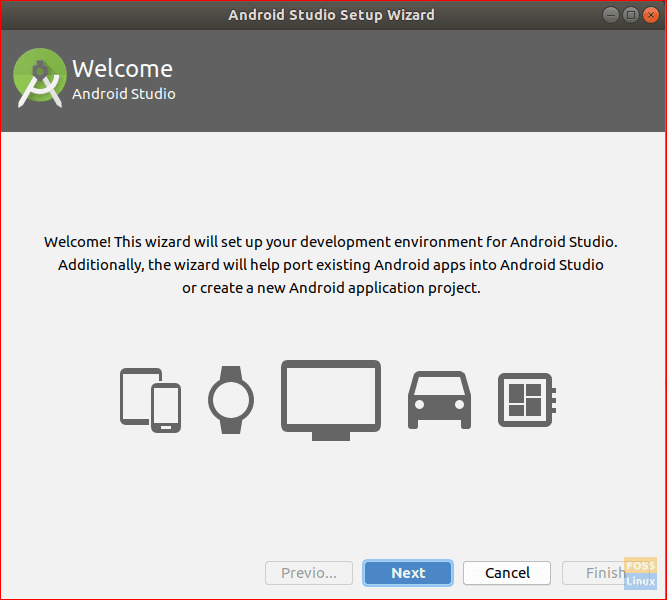 Android Studio Welcome Screen