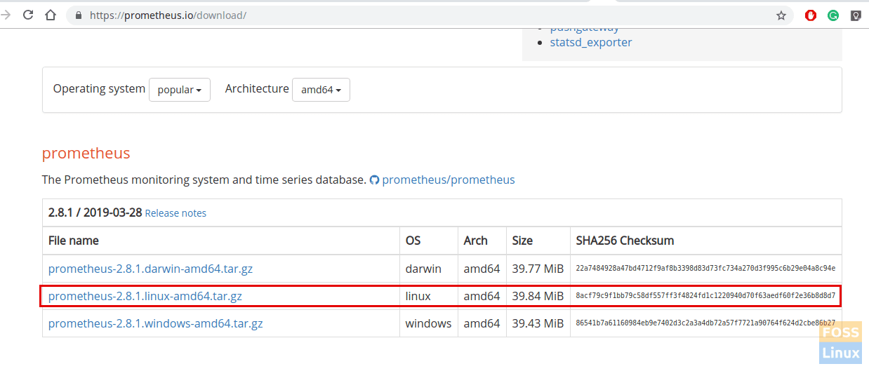 Prometheus Download Page