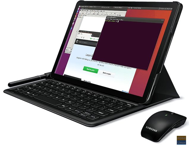 Linux on DeX running off a Samsung tablet