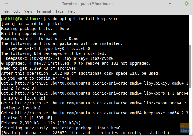 KeePassXC installation on Linux Mint
