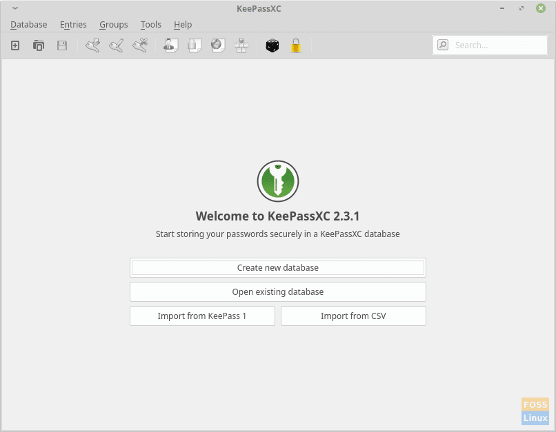 First launch of KeePassXC