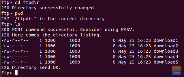 Go to the ftpdir to download the listed files